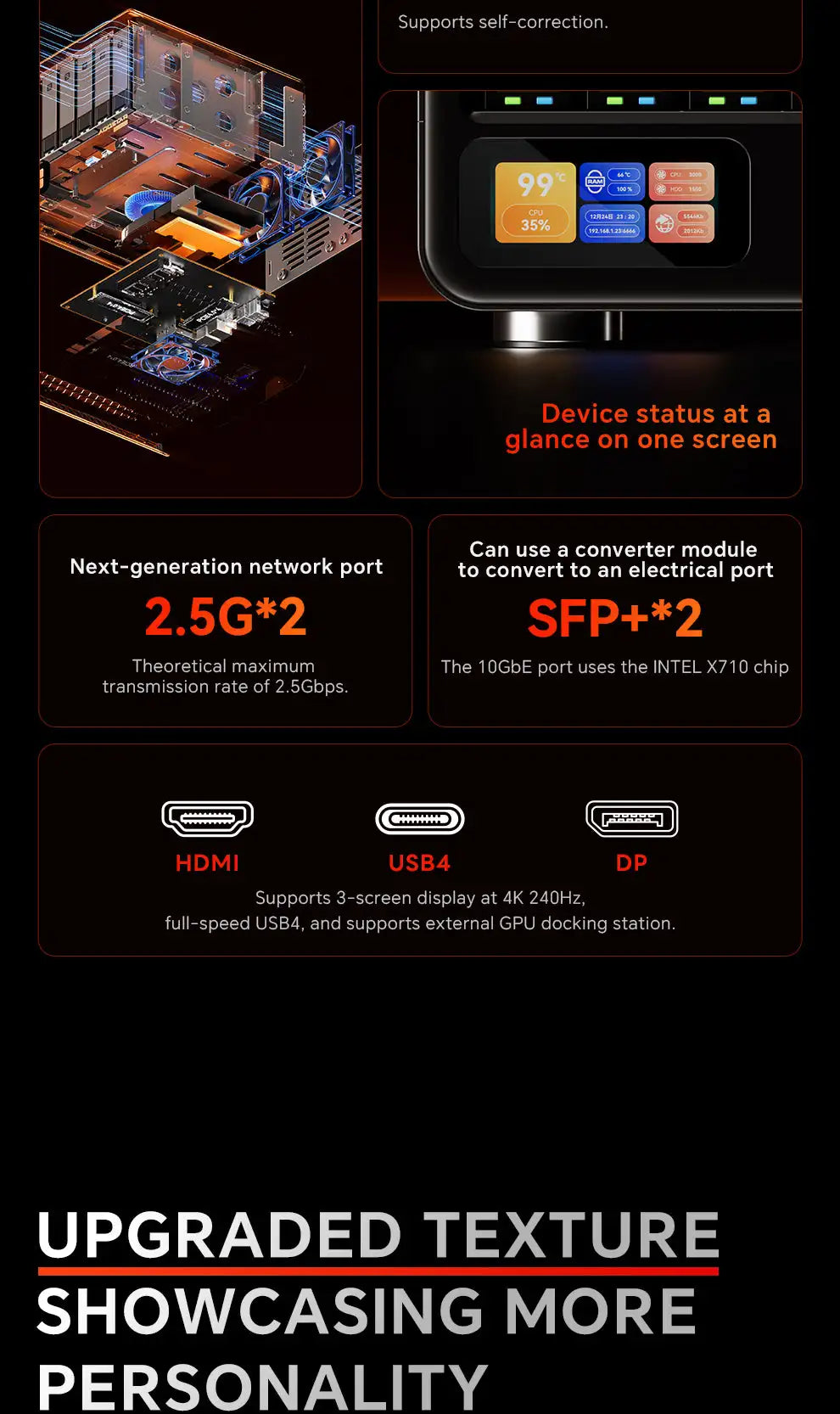 AOOSTAR High‑Performance NAS Mini PC AMD Ryzen 7 PRO 8845HS 11‑Bay HDD+M.2 SSD DDR5 ECC Dual 2.5G LAN USB4 OCuLink