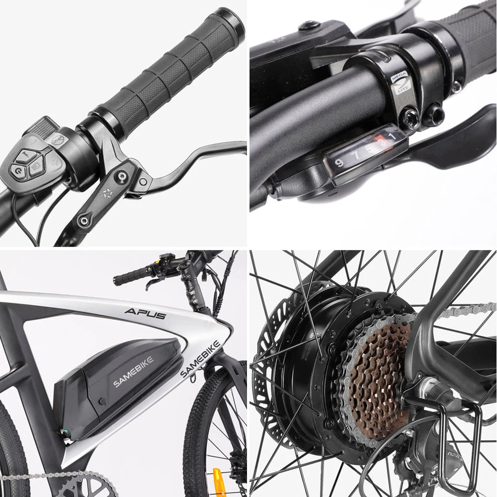 26" Carbon Fiber Electric Mountain E-Bike 500W 15Ah  Speed 48V Down Tube Battery Rear Hub Motor Road Bikes