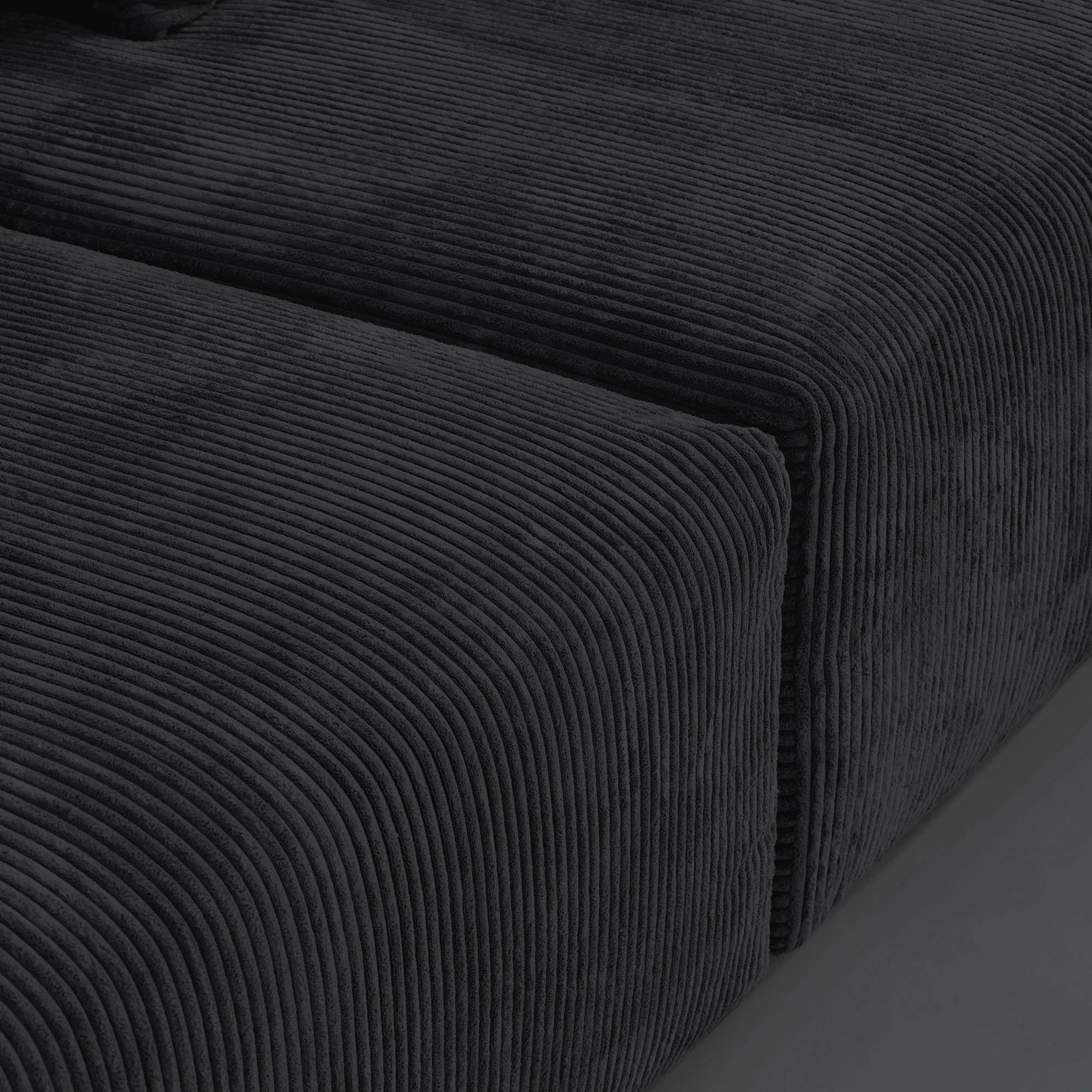 Sdorens 141.73'' L Shape Sectional Sofa Corduroy Fabric Couches Oversized 3 Seater Couch with 1 Ottomans for Living Room Set