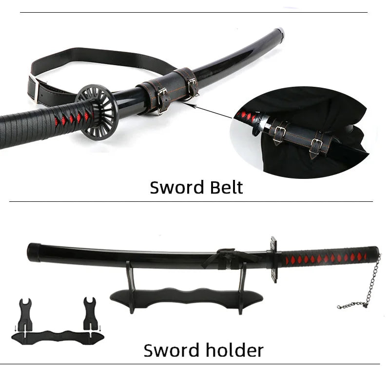 104Cm/41Inch New Anime Katana Ichigo Bankai Zangetsu Cosplay Japanese Ninja Sword Black Blade Halloween Roleplaying Weapons
