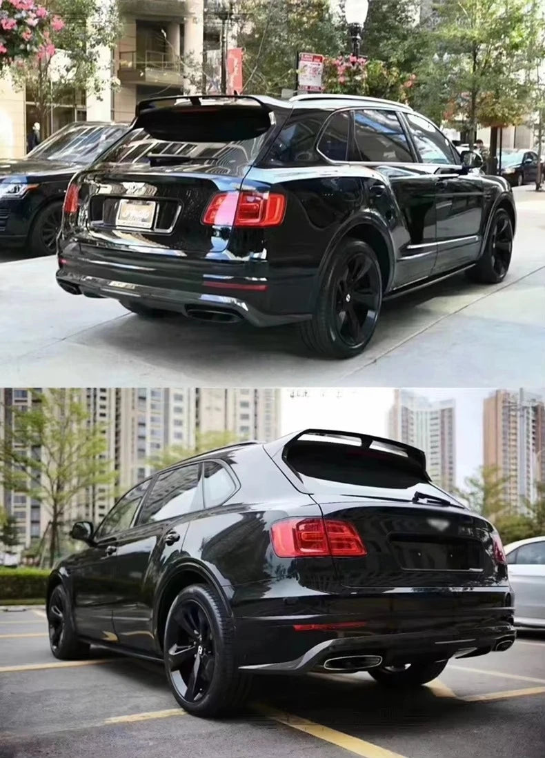 2016-2018 Carbon Fiber forBentley Bentayga V8 Upgrade W12 Style Body Kit Front Lip Rear Lip Spoiler Side Exhaust Pipe Kit