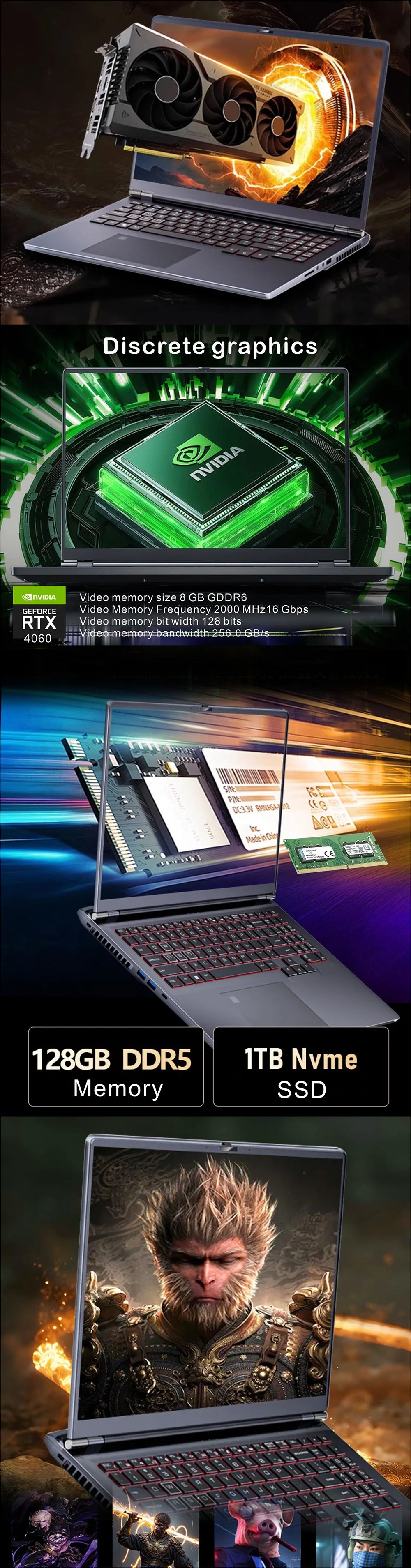 Hot Sales Brand New 16 Inch I9 12900H 14 Core RTX4060 8G Graphics Card Ultrabook Rj45 Gaming Aluminum Laptops
