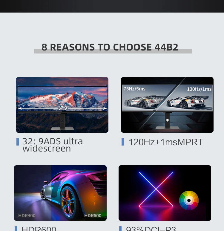 Lifting Rotatable 2k 1ms 44 Inch LCD LED Desktop Computer 120Hz Game Monitors 3840*1080 Gaming Monitor