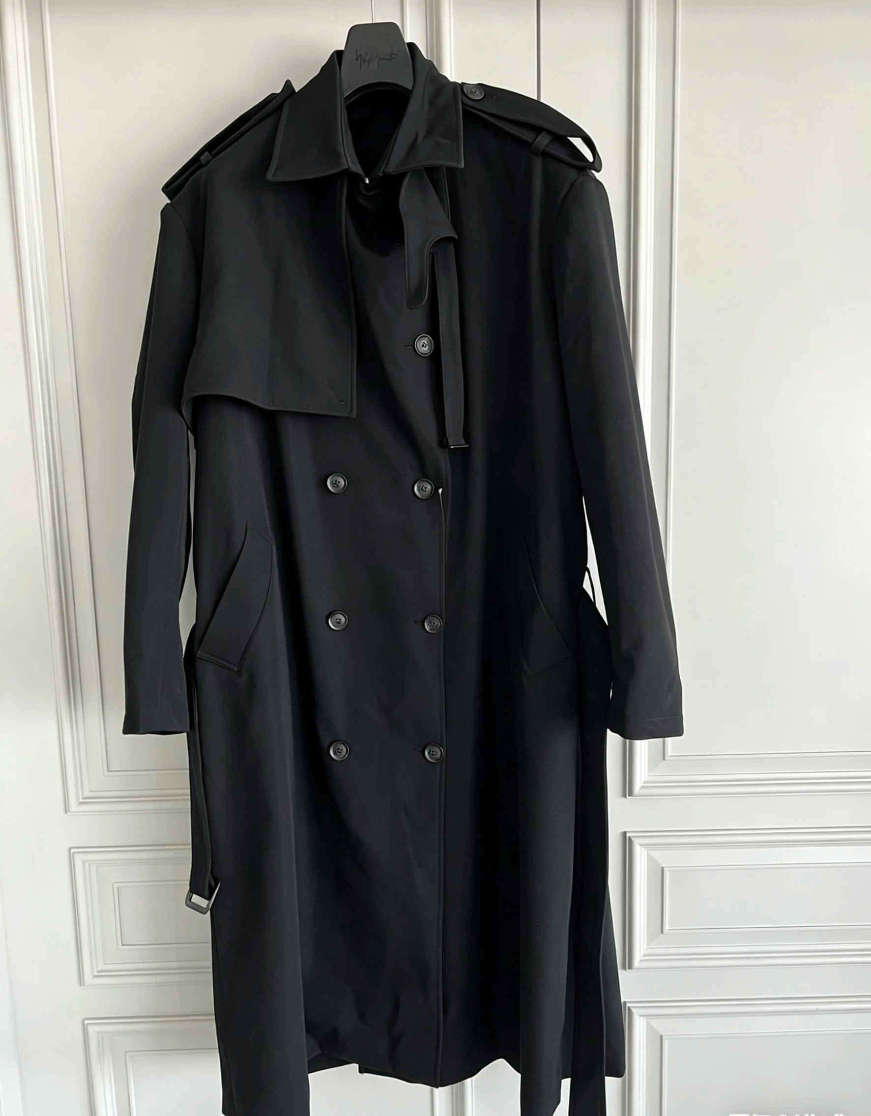 TOP-YAMAMOTO original design black wool coat