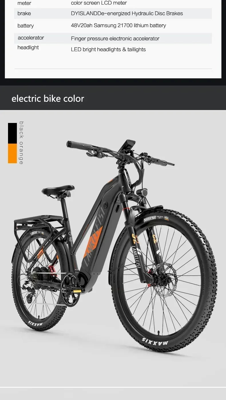 MX600 Electric Bicycle 500W motor Mountain e-bike 48V 20Ah battery 40km/h 27.5 inch tire Mountain rubber Sports Electric bike