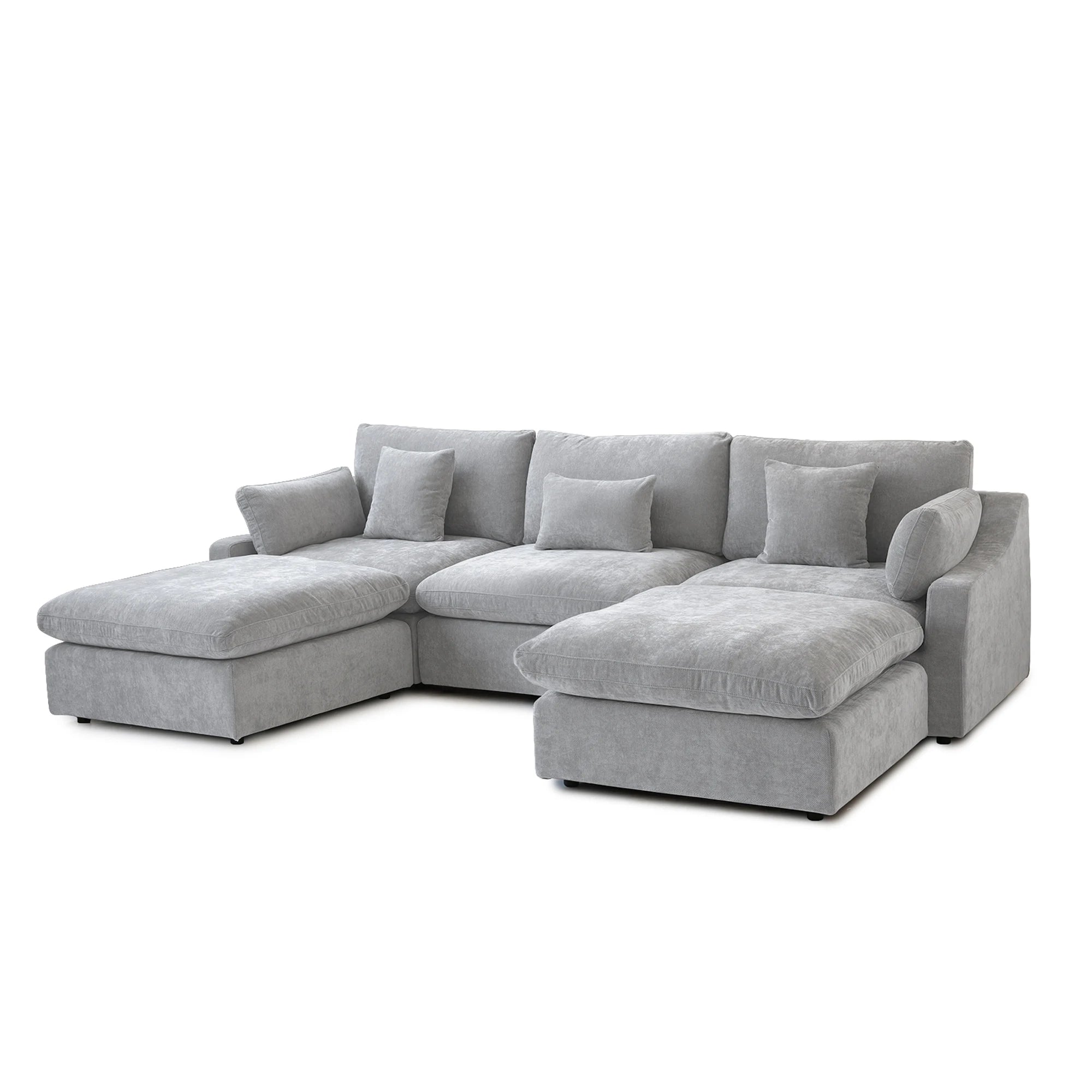 Comfy Cloud Couch 120''  Modern Sectional Sofa for Living Room Down Filled Couch with Ottoman U Shaped 5 Seater Convertible Sofa
