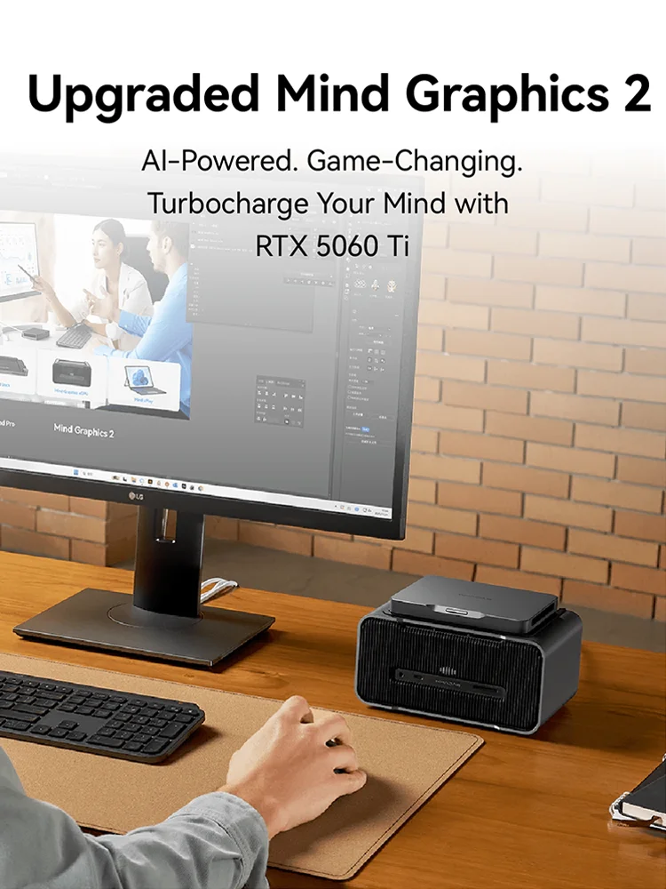 Khadas Mind Graphics 2 Geforce RTX 5060 Ti eGPU, GDDR7 External Graphics Card Docking Station, USB/2.5 Gbps/PD Charger/Mic/8K DP