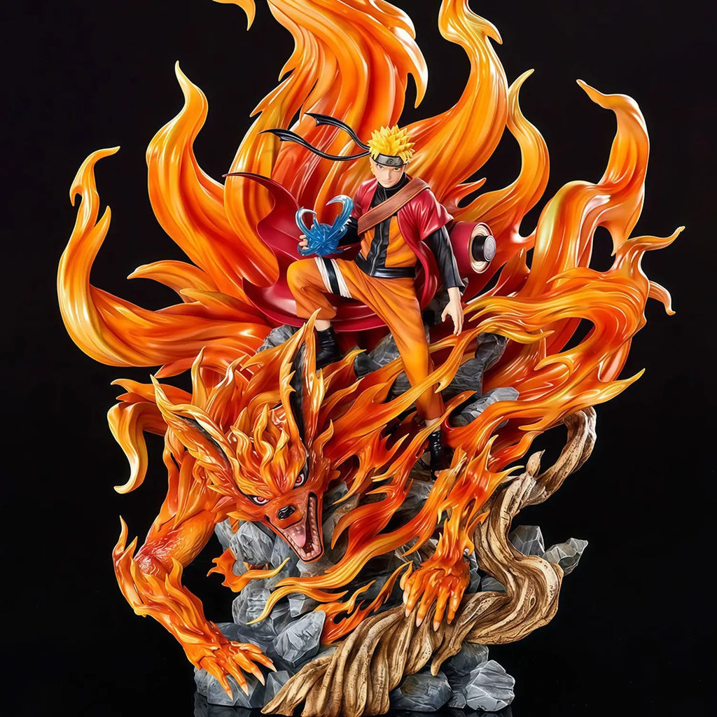 41cm Anime Figure Naruto GK Sennin Mode Naruto Kurama Action Figure Ten Years Hundred Ninja Statue Collect Model Toy Decor Gift