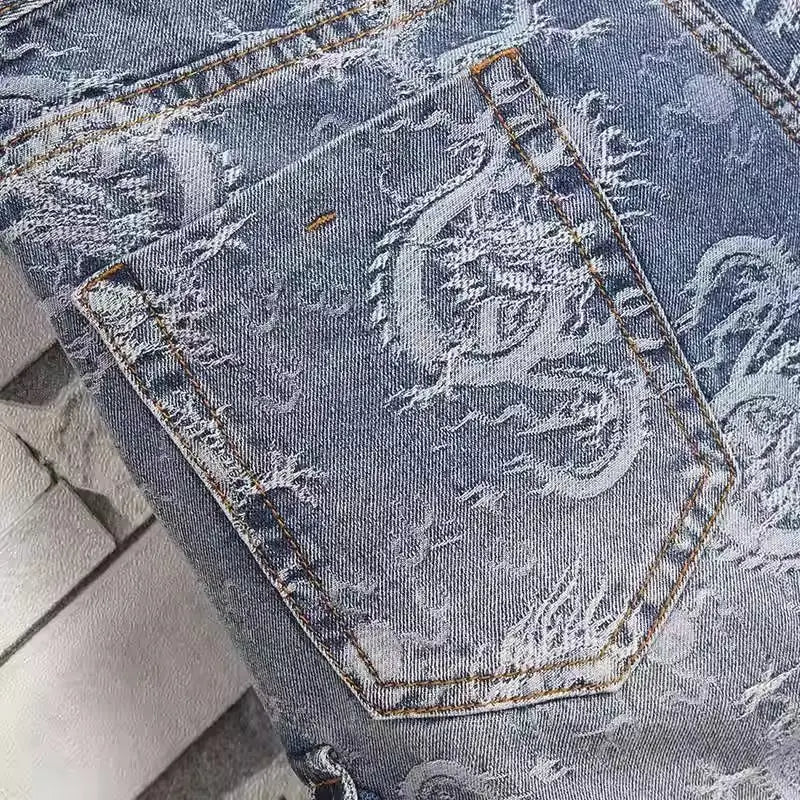 Dragon Embroidered Pants Men's Denim Shorts Men's Summer Thin Overalls 2025 New Designer Five-point Jeans Y2k Clothes Man
