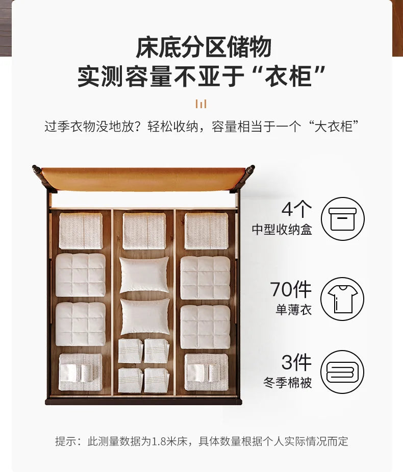 Design Full Size Bed Frame Wood Storage Space House Bedroom Bed Bases Frames Luxury Platform Cama De Casal Home Furniture