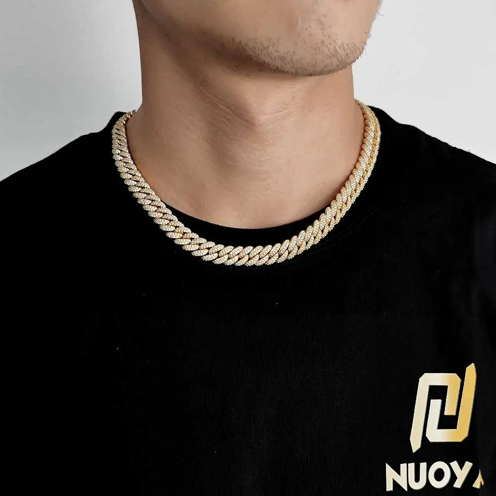 10mm Hip Hop Cubic Zircon CZ Iced Out Bubbles Cuban Link Chain Necklace For Men Women Jewelry Birthday Gift