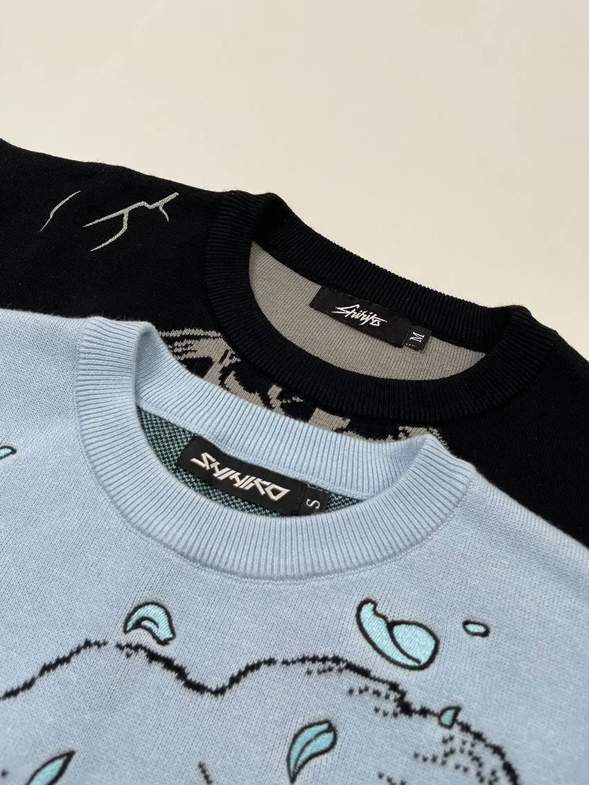 Heavyweight Anime Character Y2K Style Oversized Knitted Sweater Couple Loose Autumn Winter Overhead Knitted Pullover