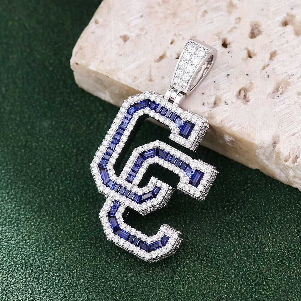 Provence Moissanite Hip Hop Pendant for Men Double C Letter Custom Jewelry 10K Gold Rapper Pendant Miami Rock Pendant for Women