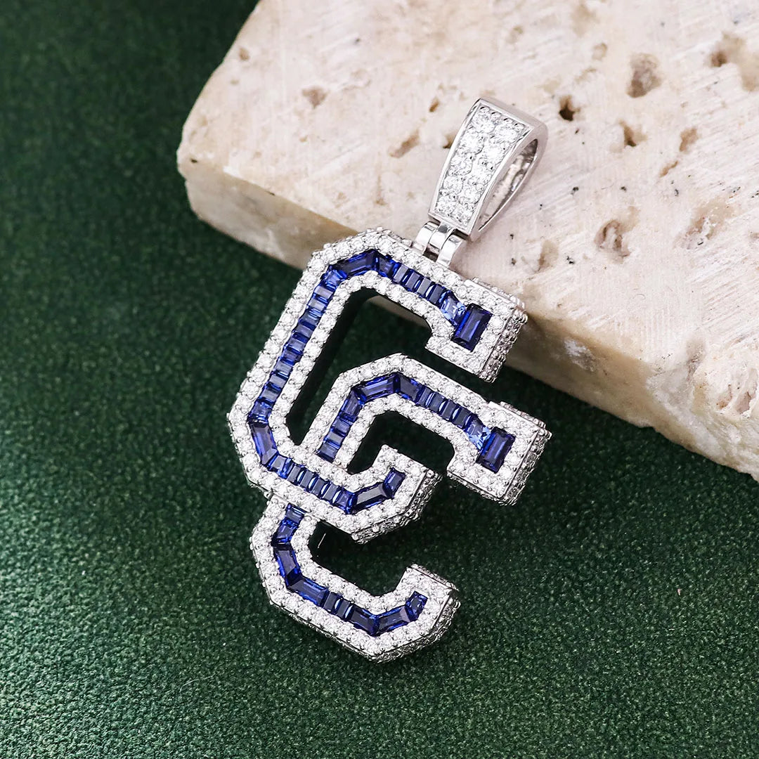 Provence Moissanite Hip Hop Pendant for Men Double C Letter Custom Jewelry 10K Gold Rapper Pendant Miami Rock Pendant for Women