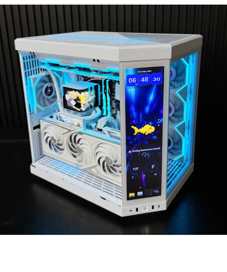 Pure white high-end sea view room computer host 9800X3D 5080 high-value touch screen desktop