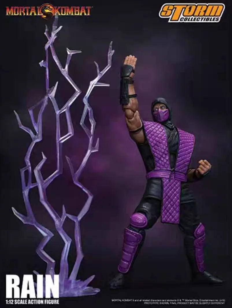 In-stock Storm Toys Mortal Kombat Magic Empire Purple Ninja RAIN 1/12 Scale Action Figure Model Collectible Gift
