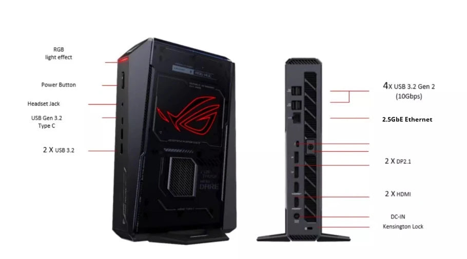 Rog Nuc 2025 Mini Host Ultra7 255hx Rtx5060 32gb 1tb Silent Cooling Micro Host Esports Gaming High Performance Desktop Host
