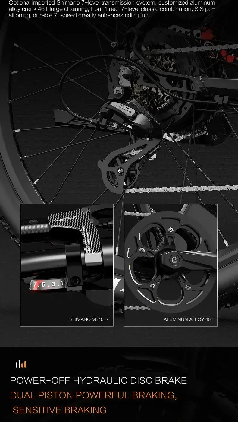 MX600 Electric Bicycle 500W motor Mountain e-bike 48V 20Ah battery 40km/h 27.5 inch tire Mountain rubber Sports Electric bike