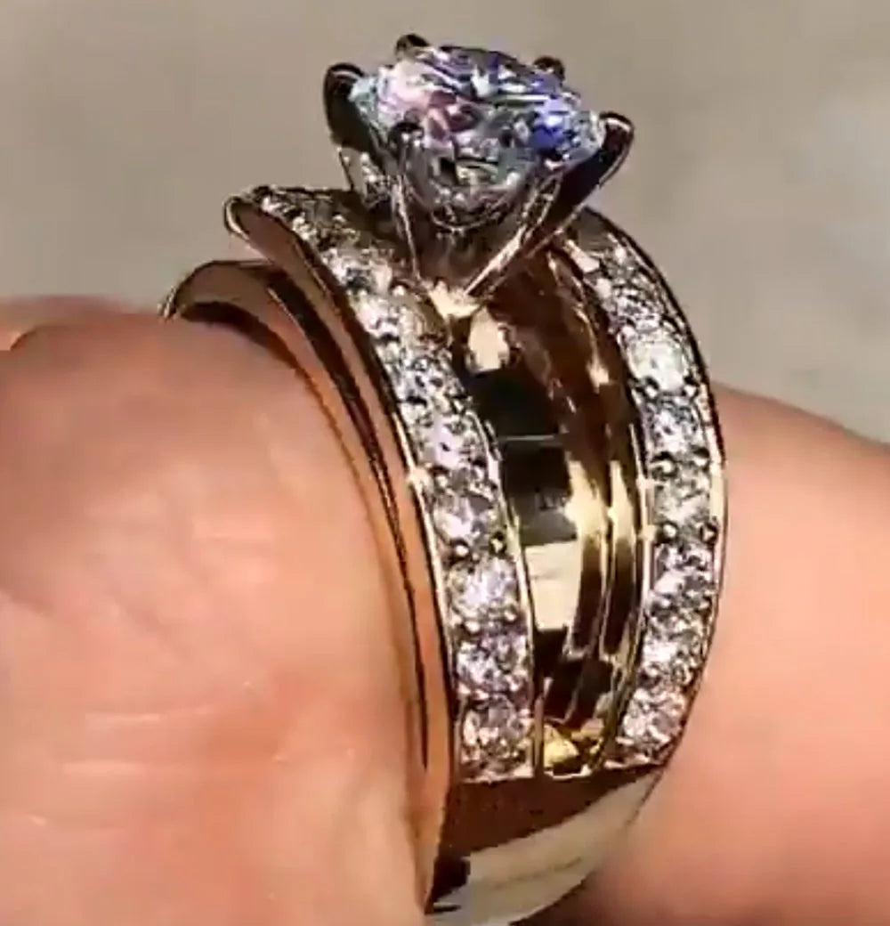 Custom Solid 18K Yellow Gold Women Men Wedding Party Anniversary Engagement Ring 1 2 3 4 5 Carat Round Moissanite Diamond Ring