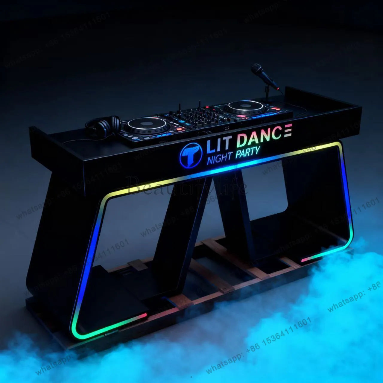 yj9 KTV bar DJ table DJing table Slow shake bar Voice-activated LED light-emitting disc player shelf can be moved