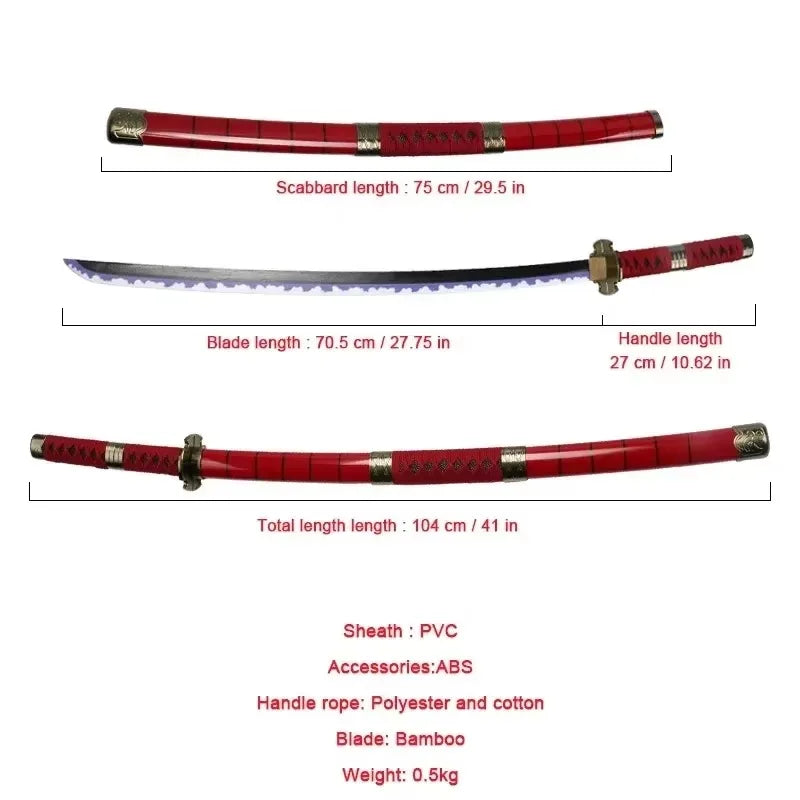 40incn Roronoa Zoro Katana Ninja Knife Sword Anime Cosplay Costume Zoro Real Size Japanese Katana Original Samurai Sabre Gift