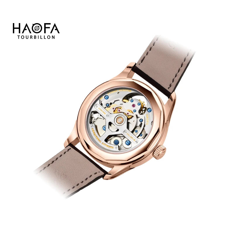 Haofa Automatic Flying Tourbillon Movement Watch Man Luxury Sapphire Skeleton Moon Phase Complete Calendar Watches For Men 8003