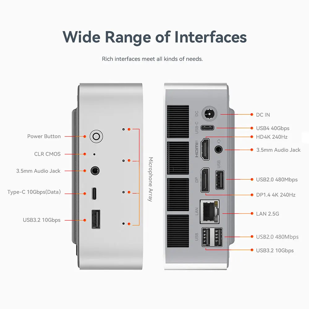 Beelink SER9 Pro AMD Ryzen AI9 HX370 Powerful AI PC 32G DDR5 1T NVME SER10 Max HX470 H255 Gaming PC PCIe4.0 SSD Desktop Computer
