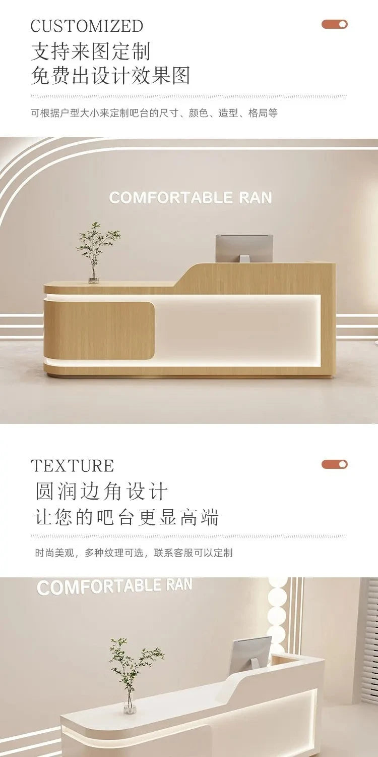 Nordic Cream Style Reception Desks French Clothing Store Beauty Salon Cashier Desk Training Institution Office Furniture FYRD