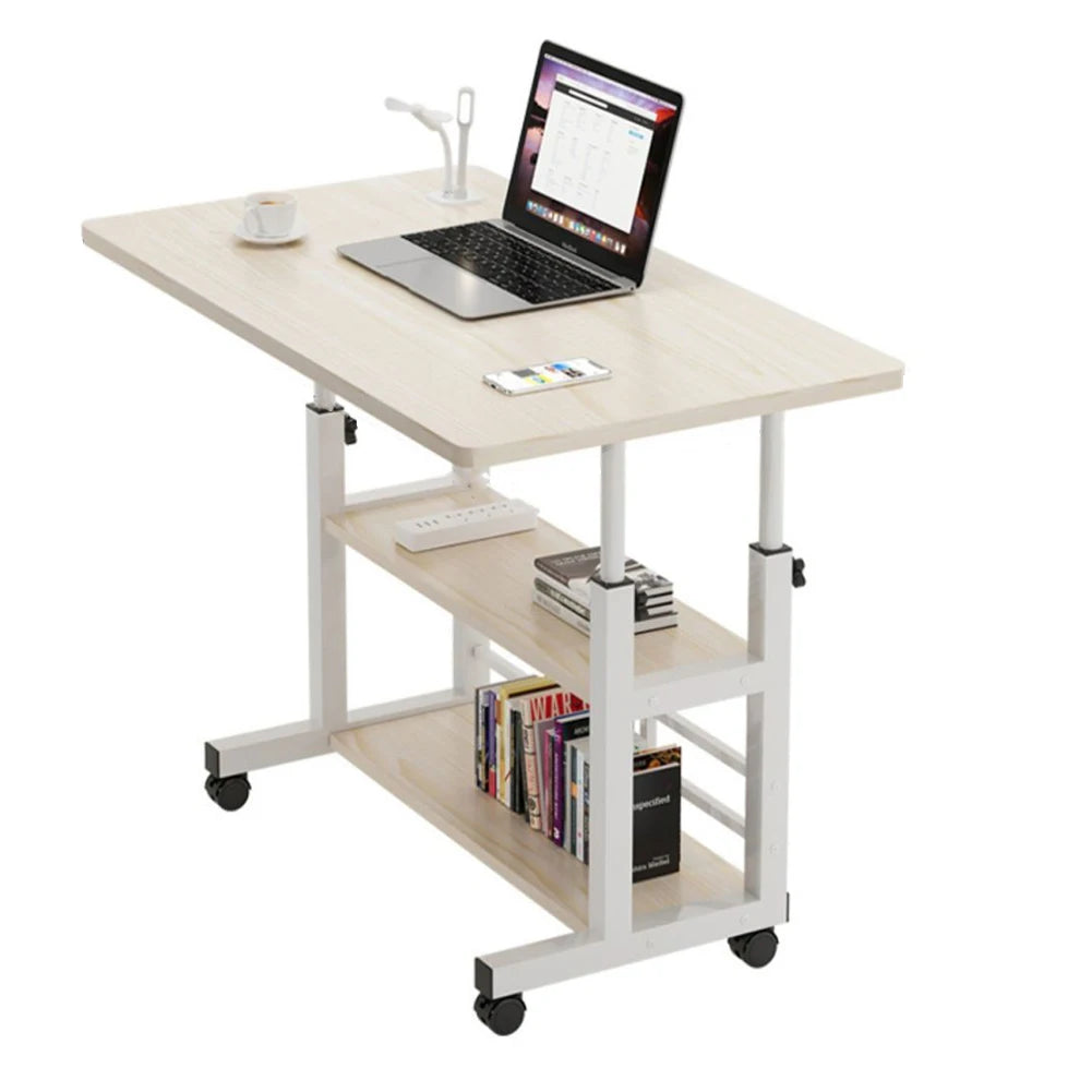 Multi-Layer Standing Desk Height Adjustable Wooden Computer Desk Workstation Work Table Bedside Table for Home Office