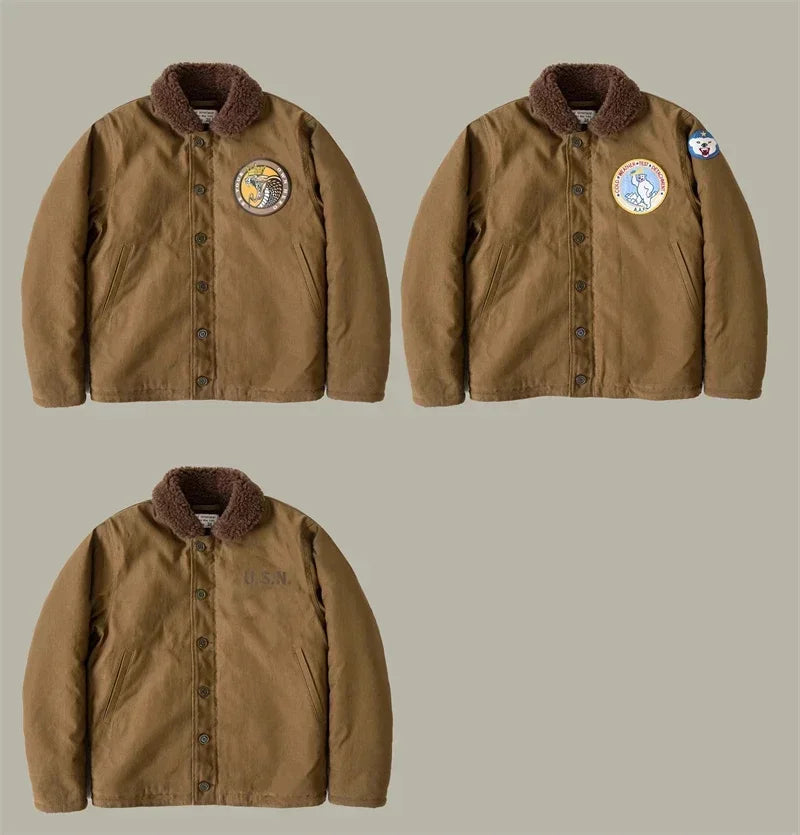 N-1 Red Tornado Naval Deck Jacket Jungle Cloth Shell Alpaca Lined Coat Men Vintage Workwear 2026ss design