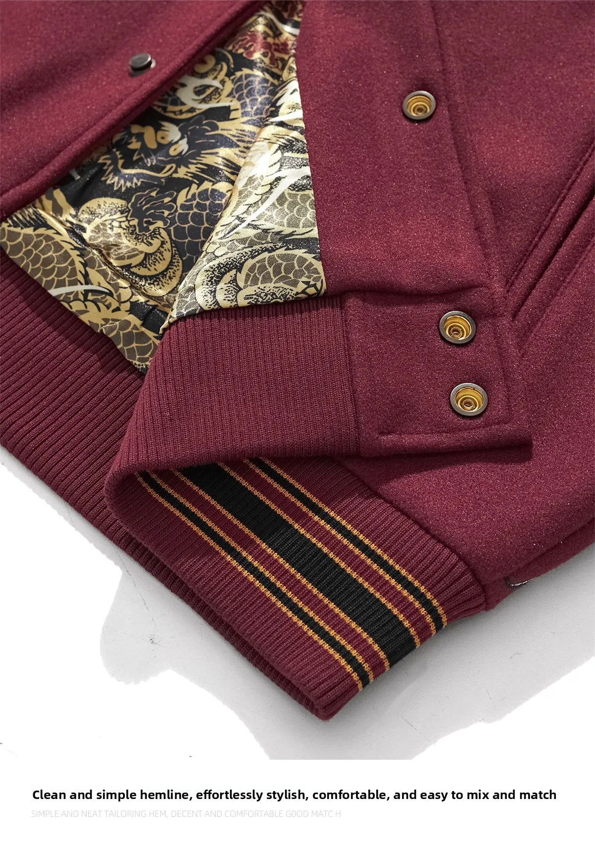 Ele Embroidered Heavy Industry Harajuku Sle Men's Baseball Jaet Woolen Coat Spring Autumn Faion Trend Outerwear