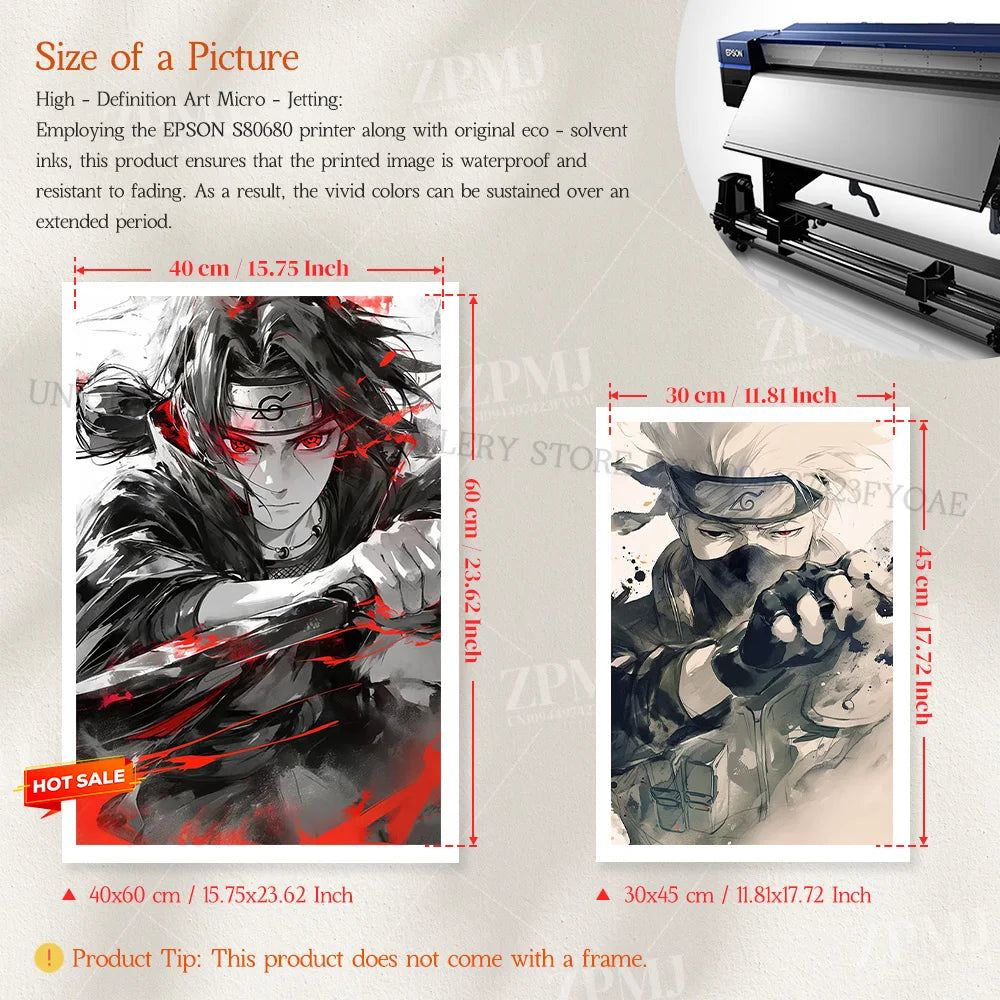 Hot Blooded Anime Naruto Home Decorative Canvas HD Prints Paintings Ink Style Pictures Uchiha Itachi Wall Art Frameless Poster