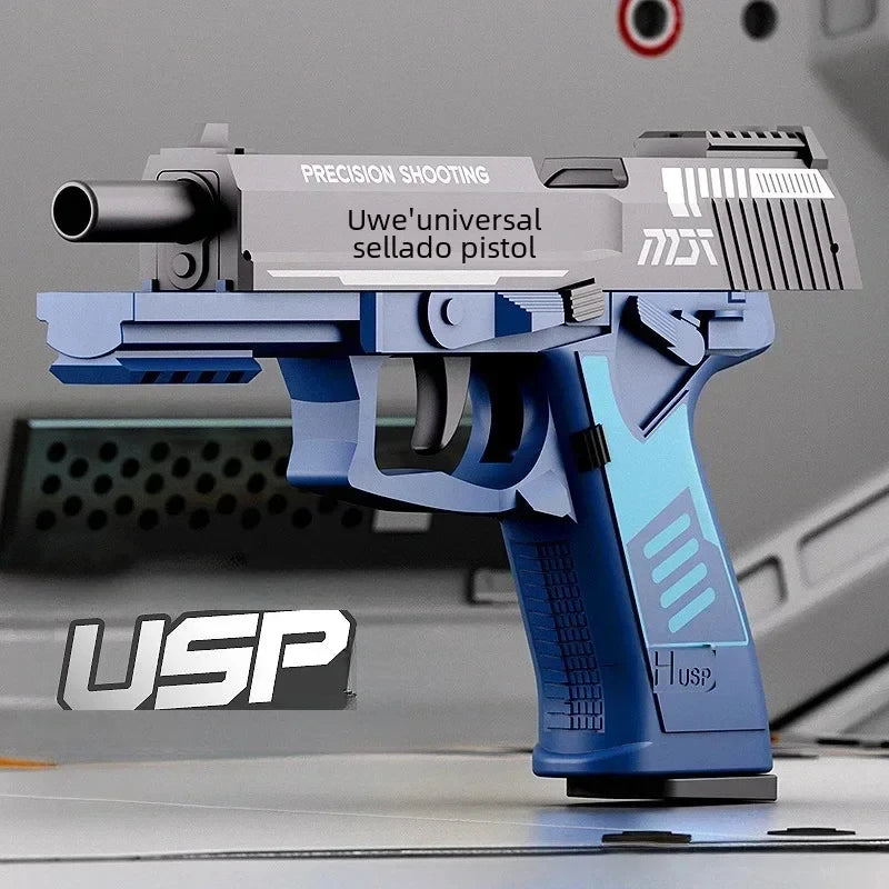 USP Shell Throwing Pistol Continuous Firing Airsoft Blowback Soft Bullet Gun Empty Hanging Children Toy Boys Gifts