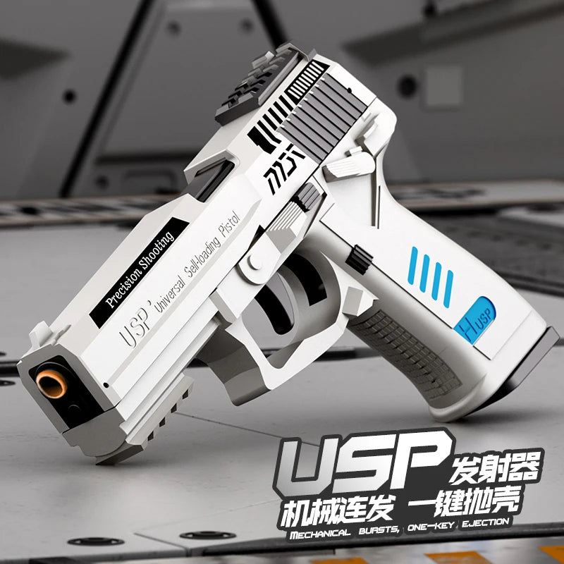 USP Shell Throwing Pistol Continuous Firing Airsoft Blowback Soft Bullet Gun Empty Hanging Children Toy Boys Gifts