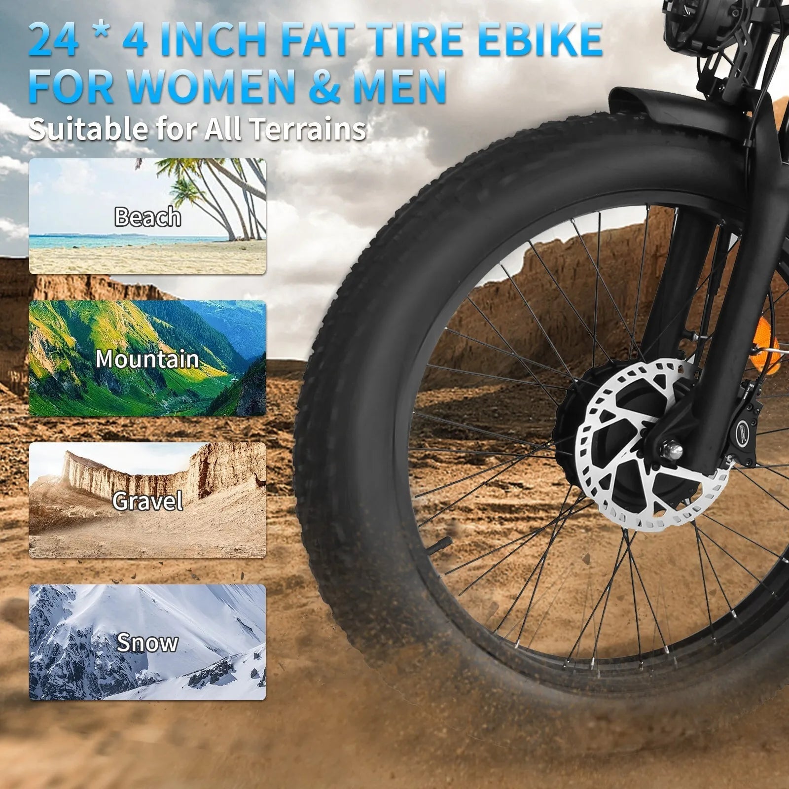 Dual Motor ELECTRIC BIKE 3000W 52V 25AH UP TO 37MPH E-bike 24" Fat Tire 7 SPEED