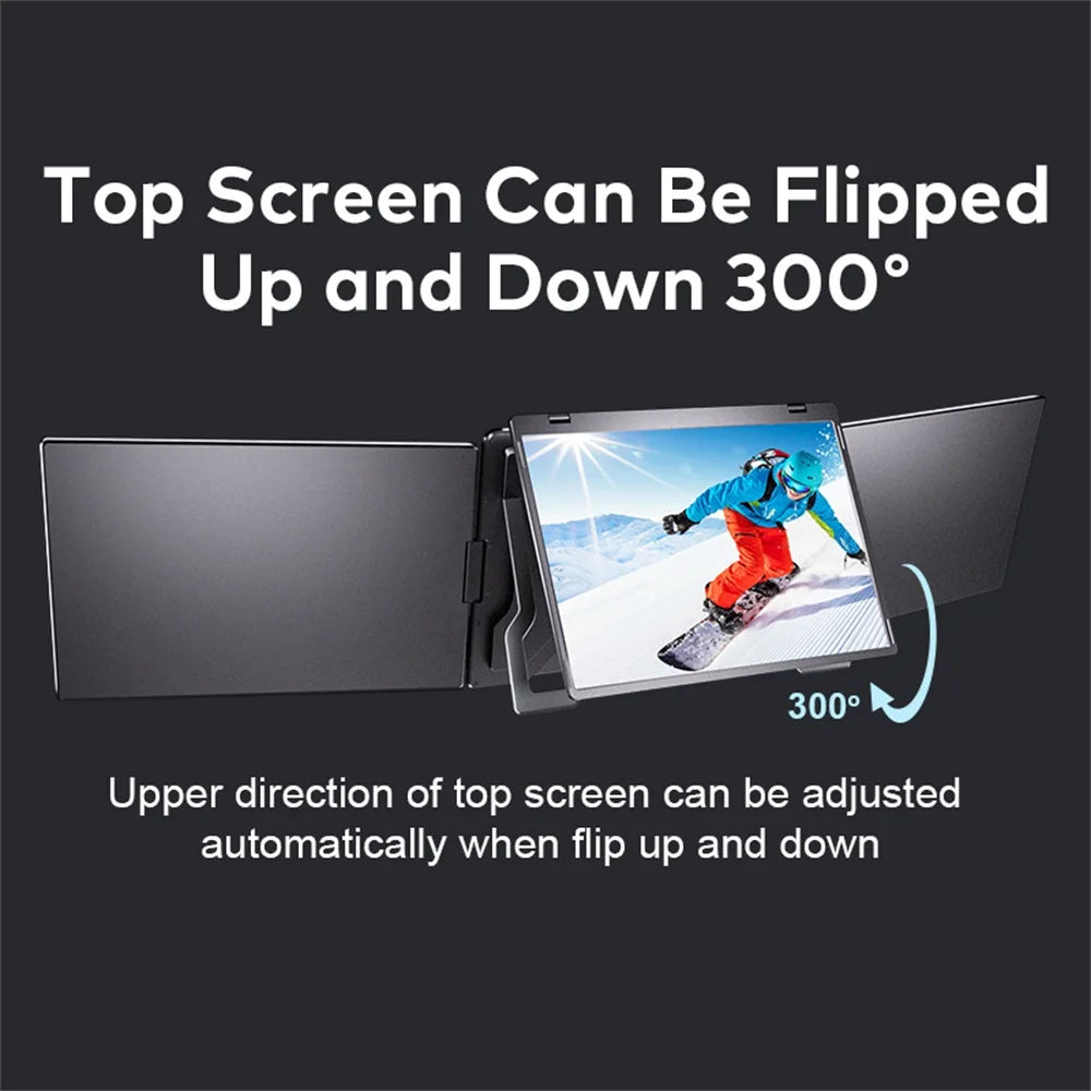 Triple Screen LCD Monitor for Laptop Portable FHD Display Secondary Notebook Monitor with Single Cable Sub Screen 14 inch