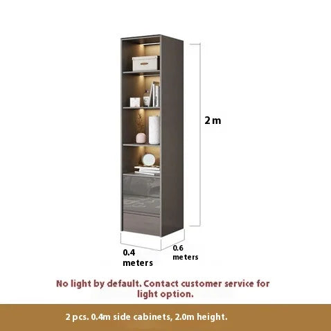 Light Luxury Minimalist Eco-friendly Glossy Wooden Wardrobe Five or Six Door Large Rental Cabinet for Home Bedroom