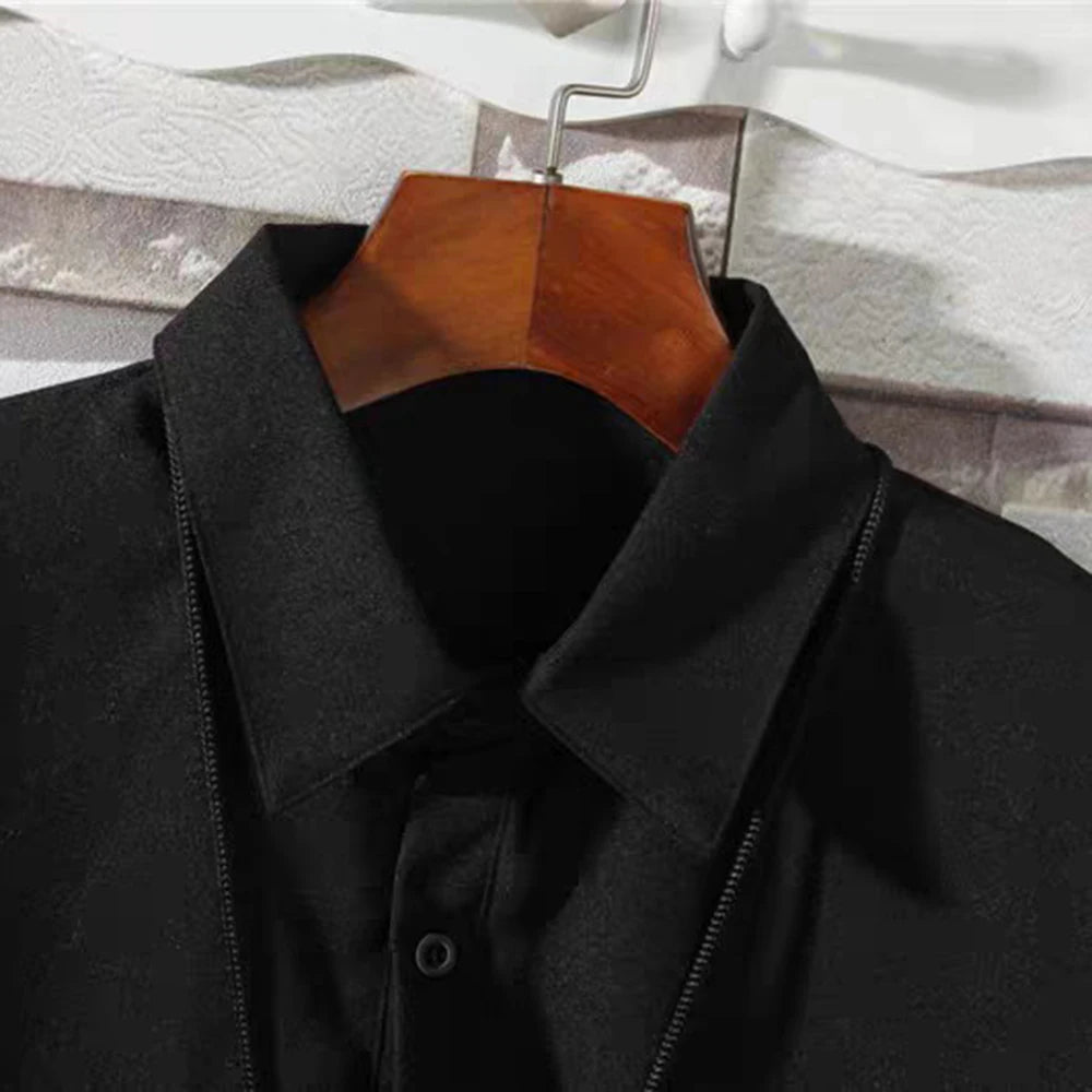 Men Dark Loose Fit Thin Mid-Length Shirt Summer Streetwear Fashion Youth Outdoor Breath Short-Sleeve Top Men'S Clothing 2026 New