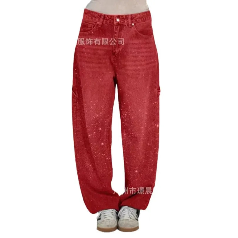 2025 Spring New Simple Loose Straight Jeans Europe and America