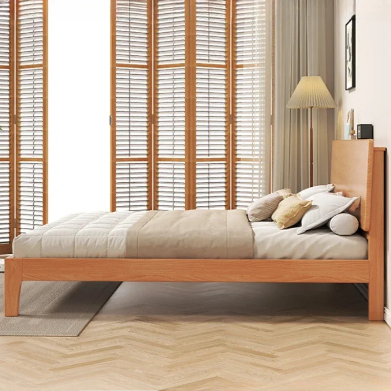 Elegant Storage Double Bed Frame Wood Platform Modern Twin Queen Bed Frame Full Size Nightstands Cama Moderno Lujo Furniture
