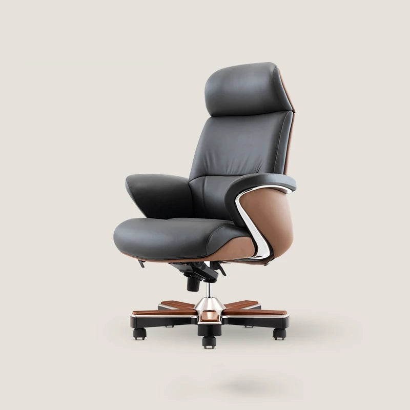 Italian Light Luxury Chiar Leather Boss Office Cowhide Comfortable President Chair Swivel Computer Silla Oficina Furniture