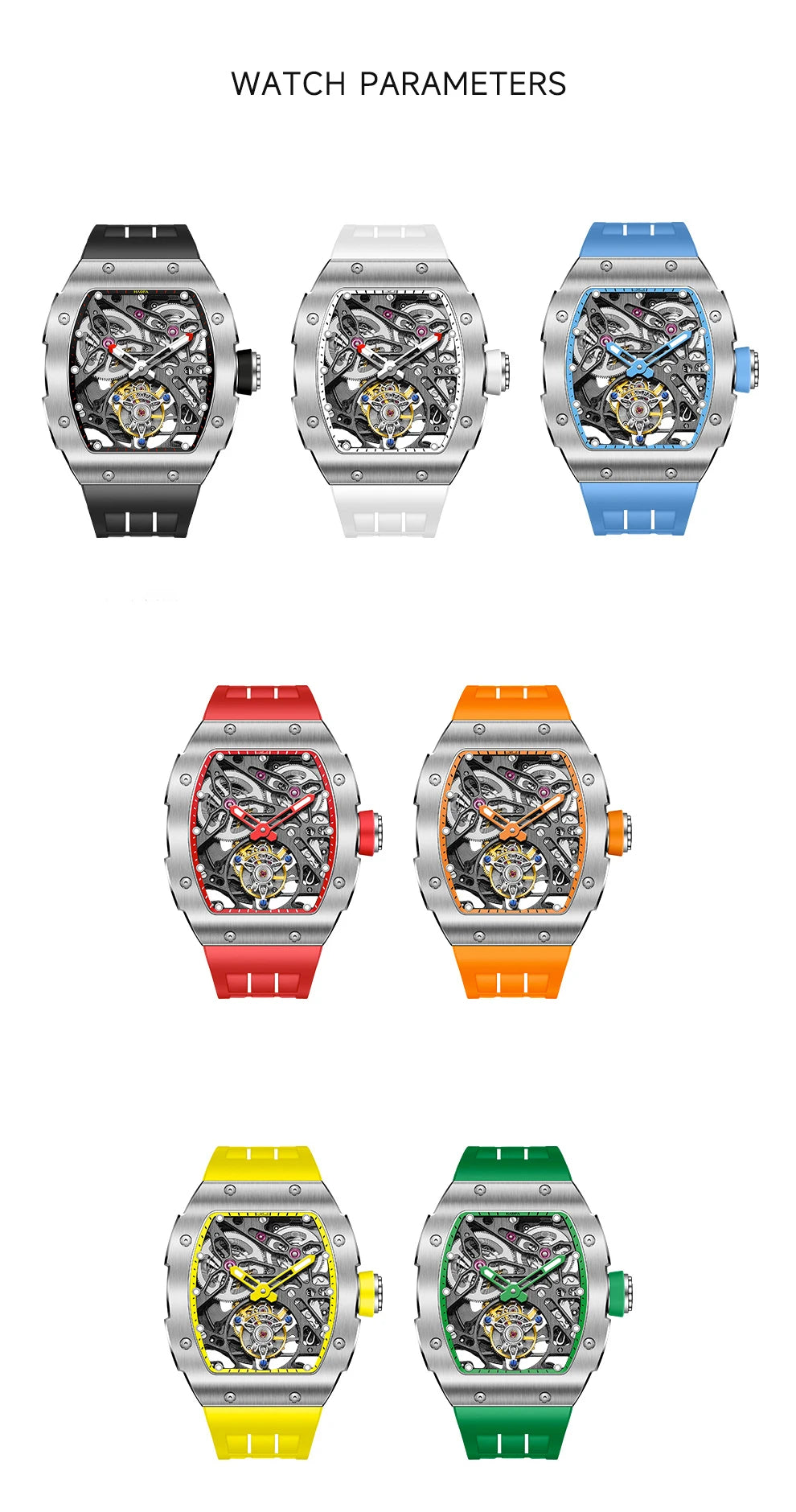 Haofa Automatic Tourbillon Movement Man Watch Flying Tourbillon Mechanical Stainless Steel Men's Luxury Watch Skeleton 1908