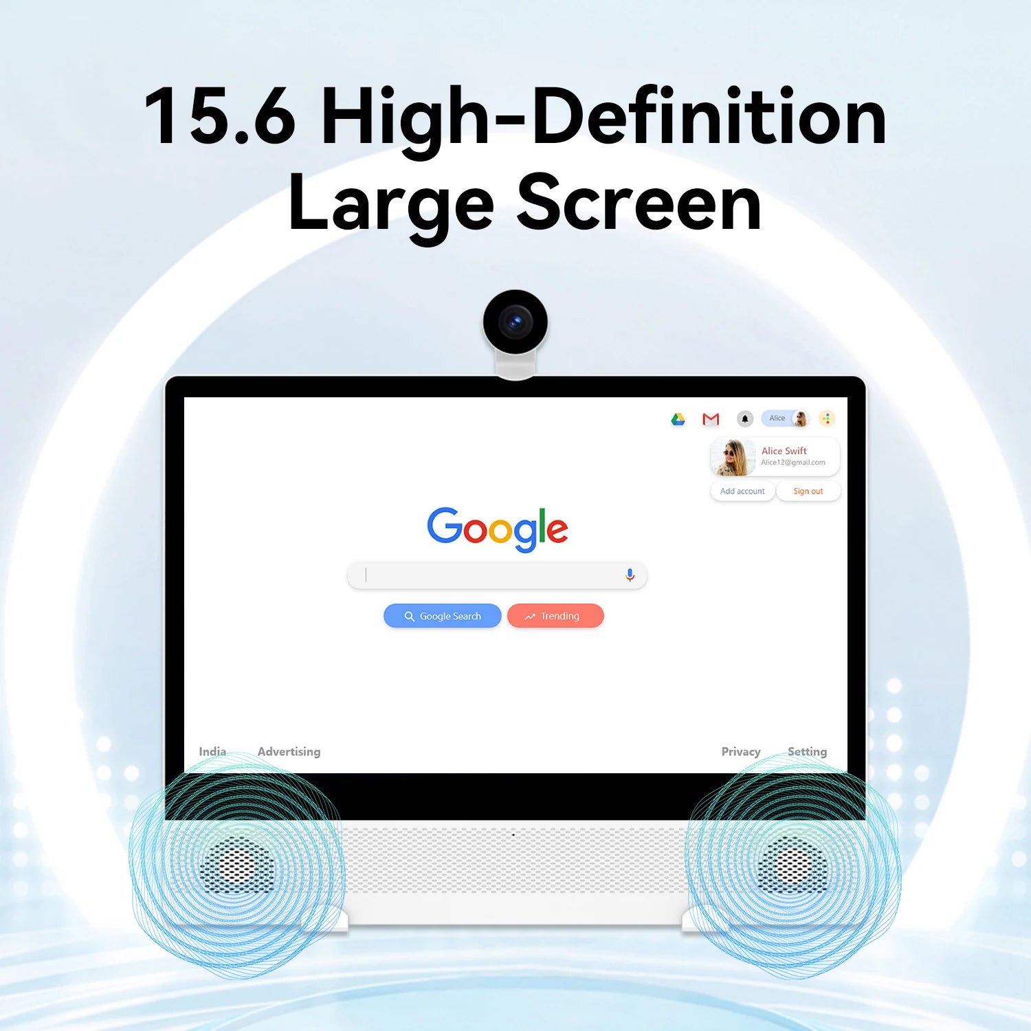 Factory Directly Sale 15.6 Inch 2 1 Portable Smart TV White Cabinet with HD Definition Android OS for Kids Learning Education
