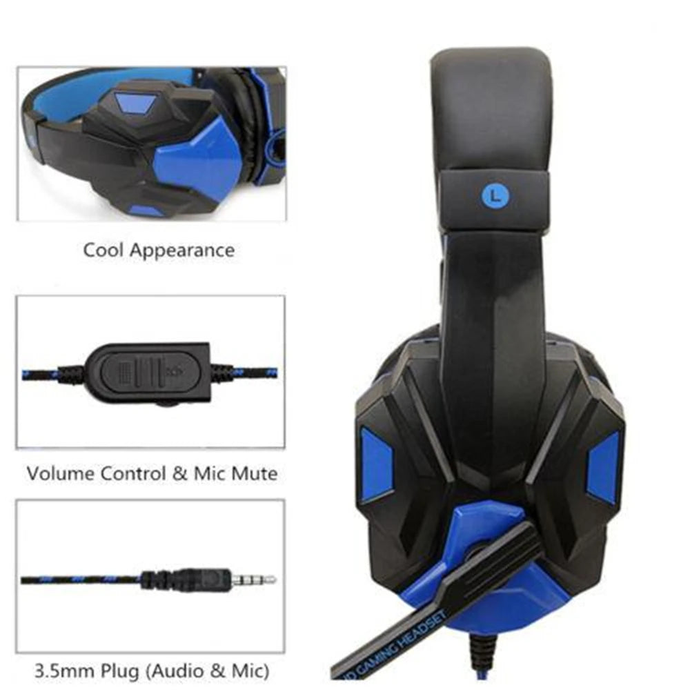 Wired Gaming Headsets With 120° Adjustable Noise Cancelling Microphone PC Gamer Headphones For PS4/PS5/Xbox Smartphone Laptop
