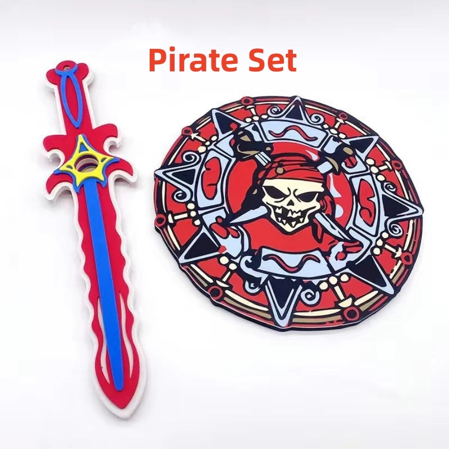 Anime Pirate Series Cosplay Foam Swords and Shields Playset, Medieval Combat Ninja Warrior Weapons Costume Role Play Accessories