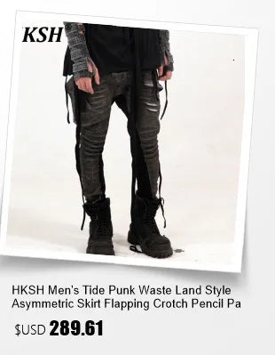 HKSH Men New RO High Street Double Line Zipper Cotton Jeans Casual Long Denim Flare Pants Personalized Streetwear Fashion HK3908