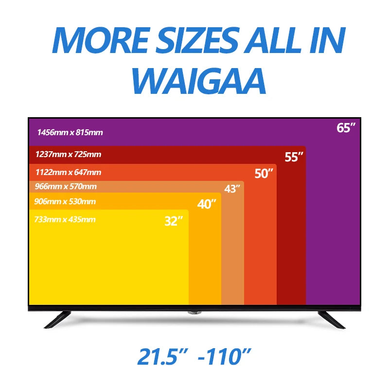 Global Version Android 11 Smart TV, 32 40 43 50 Inch, 4K UHD Frameless LED TV, WiFi Bluetooth Netflix YouTube Google Play HDR10