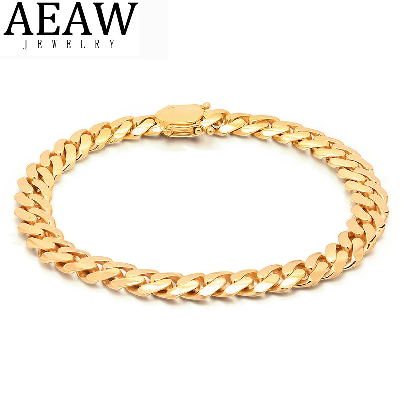 AEAW Miami Cuban Chain Necklace Bracelet 8mm For Men's Solid 10K Gold Punk Necklace Choker Link Chain Hip Hop Jewelry Gift