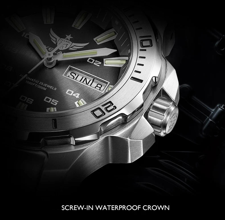 YELANG New Men Automatic Mechanical Watch T100 Self Luminous SWISS ETA Movement 25Jewels Deep Sea DiverSwim Waterproof 300m V5