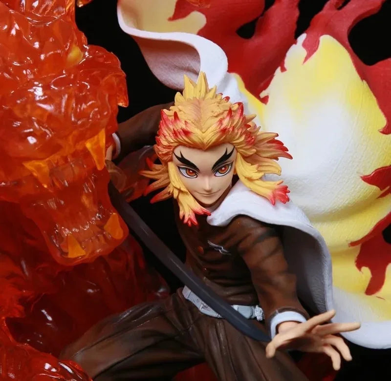 39cm Demon Slayer Rengoku Kyoujurou Action Figure Flame Breathing Light-Up Statue PVC Anime Character Collection Model Fan Gift